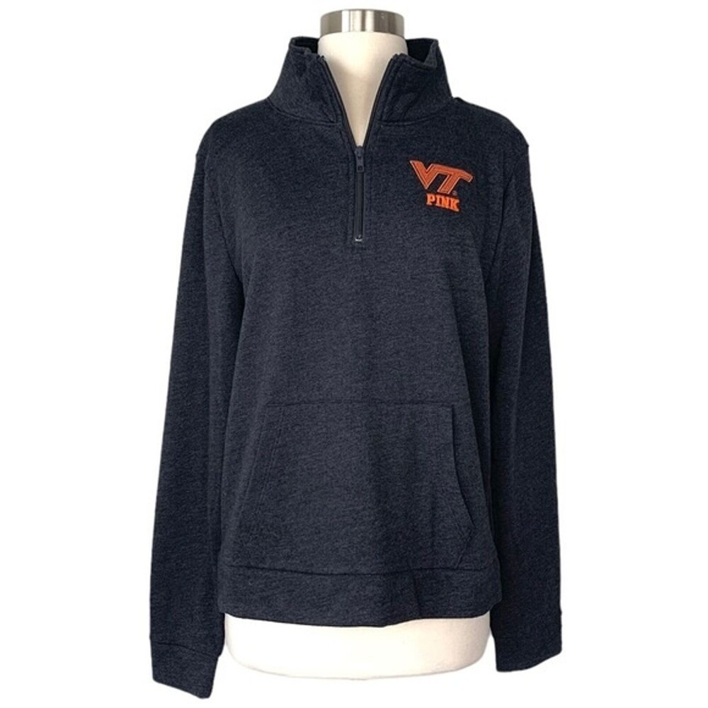 NWT VS PINK Virginia Tech Hokies Fleece Lined Half Zip Pullover Large